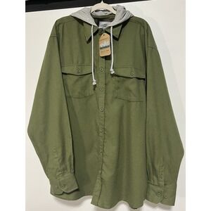 Gioberti Men's‎ 2X Large Green Long Sleeve Button Up Shirt Hoodie Casual